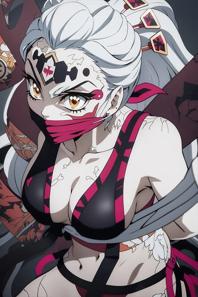 Daki White Hair Bondage Demon Slayer